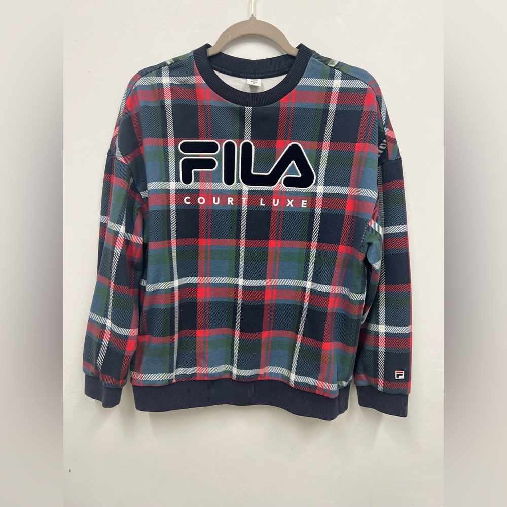 Fila Court Luxe Plaid Crewneck Sweatshirt - Size S